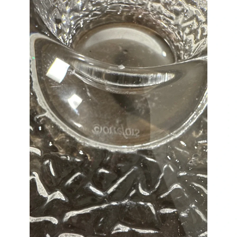 Orrefors Stella Crystal Votive Candle Holders Set of 3 Signed Sweden 4.75